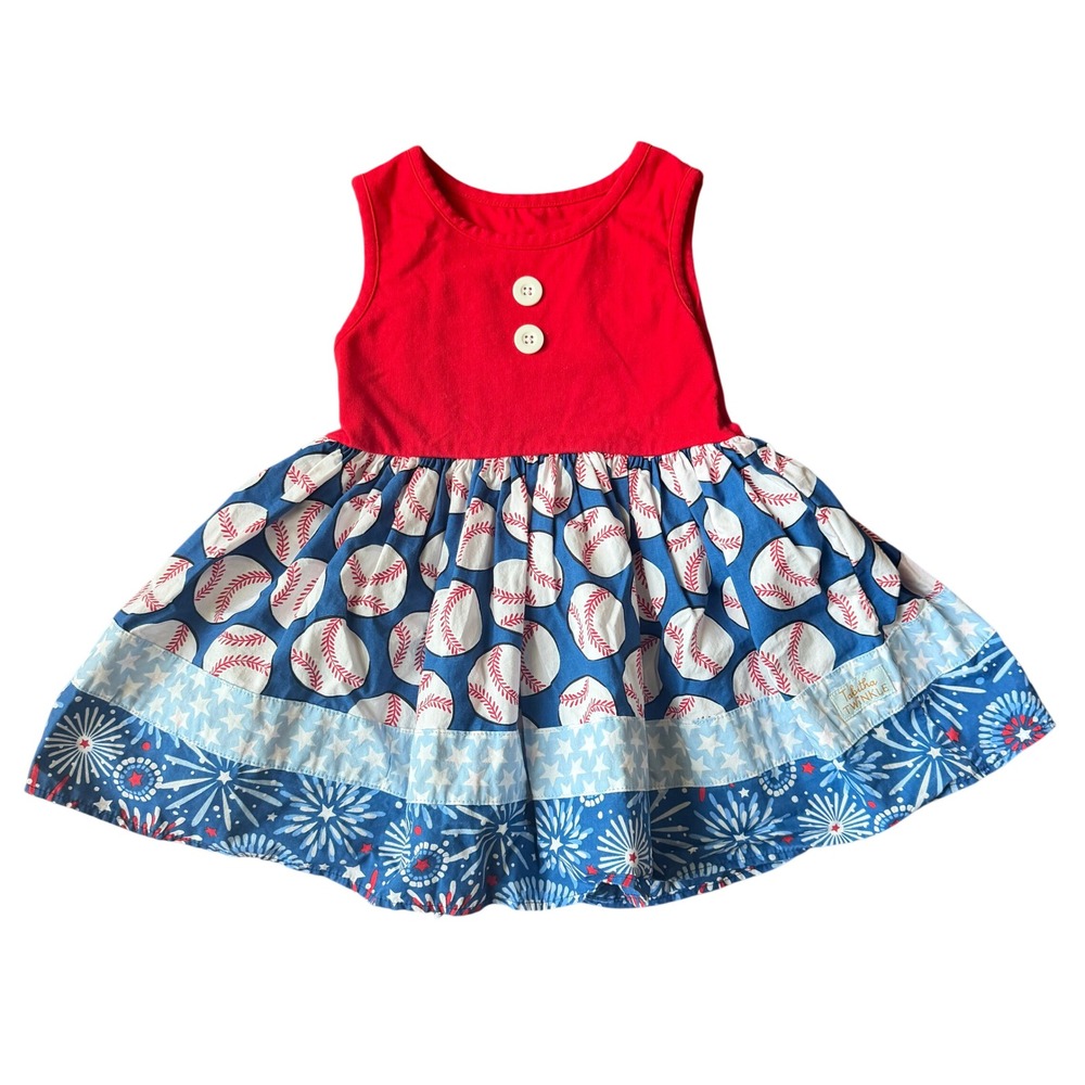 Tabitha Twinkle Girls 4 Patriotic Baseball Firework Tunic Dress Genevieve Summer